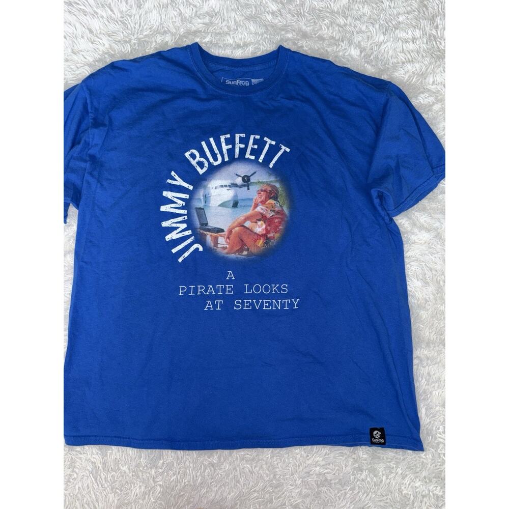 Sunfrog Jimmy Buffet Men’s XXL “ A Pirate Looks At 70” Blue Tee. Grt. Shape